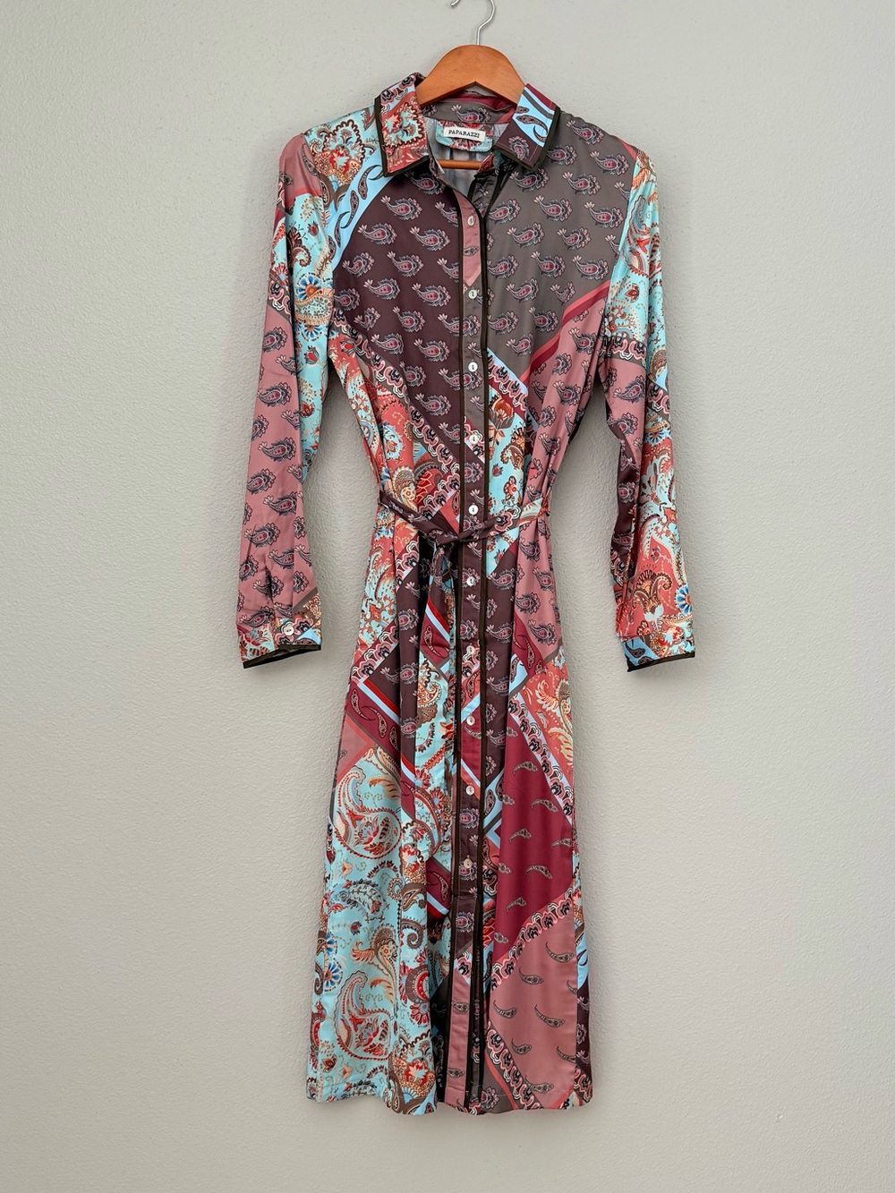 paparazzi Multi-Color Patchwork Maxi Shirt Dress